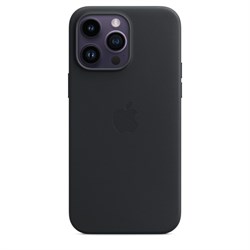 Чехол накладка iPhone 14 Pro Max Leather Case (Magsafe IC) Midnight - фото 17849