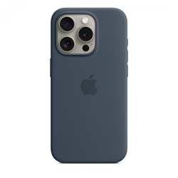 Чехол накладка iPhone 15 Pro Silicone Case MagSafe Storm Blue - фото 19436