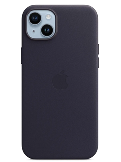 Чехол накладка iPhone 14 Leather Case (Magsafe IC) Deep Violet - фото 20542