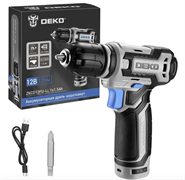 Дрель-шуруповерт аккумуляторная Deko ZKCD12FU-Li, 12В, 1х1.5Ач 063-4141 063-4141